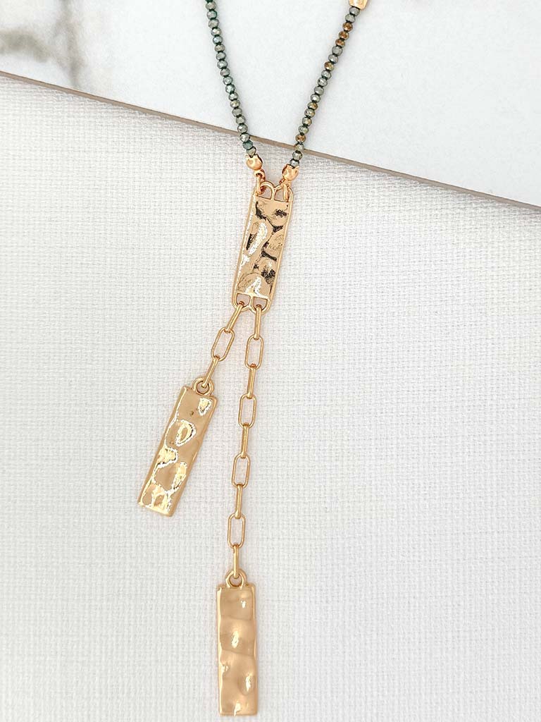 Envy Hammered Plate Shimmer Necklace - Gold