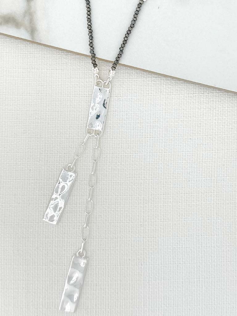 Envy Hammered Plate Shimmer Necklace - Silver