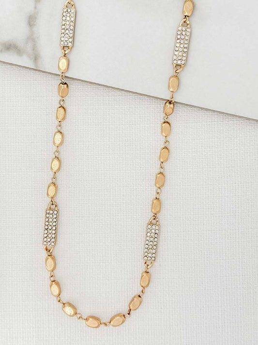 Envy Square Bead Embellished Necklace - Gold