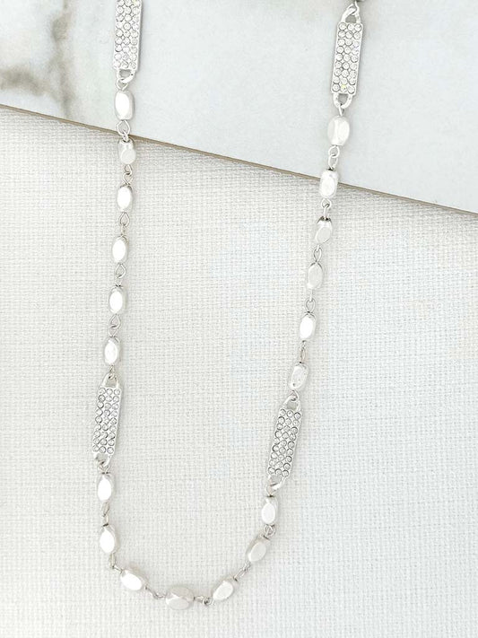 Envy Square Bead Embellished Necklace - Silver