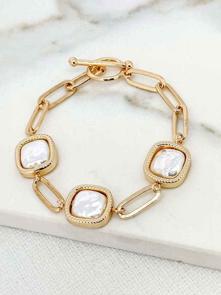 Envy Pearlised Square Bracelet - Gold