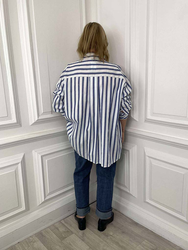 Striped Cotton Shirt - Royal Blue