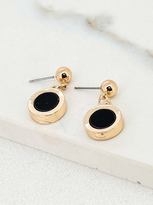 Envy Disc Earrings - Gold & Black