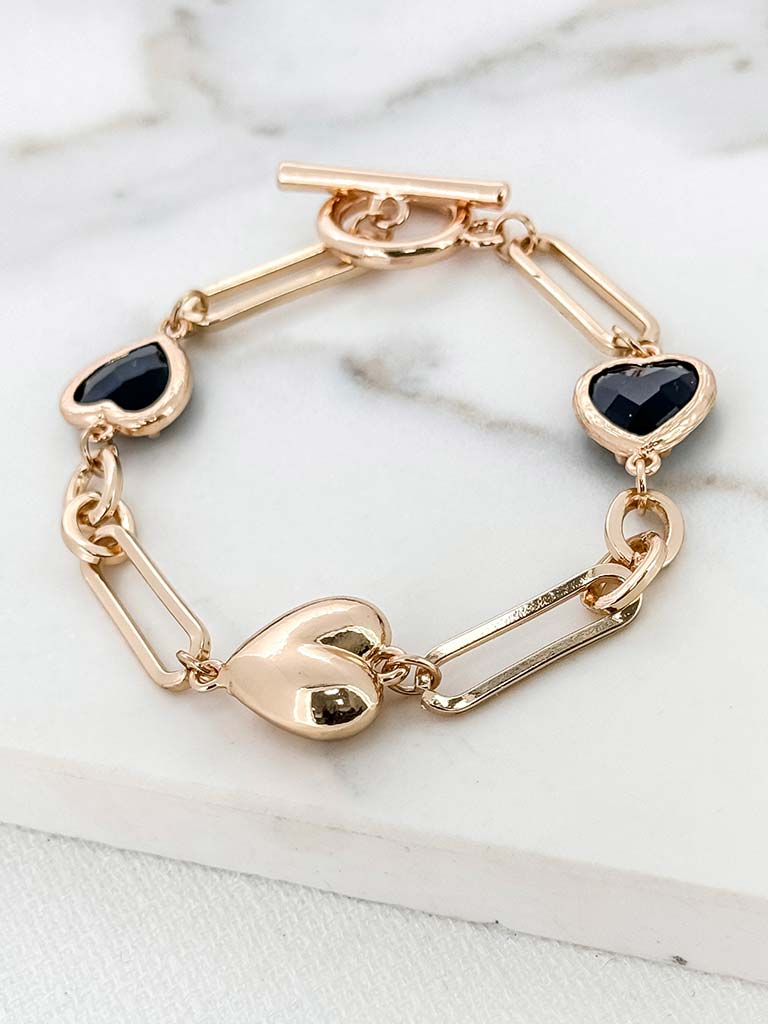 Envy Chain Link Heart Bracelet - Gold