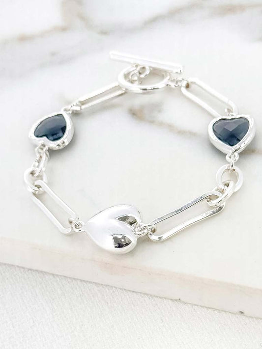 Envy Chain Link Heart Bracelet - Silver