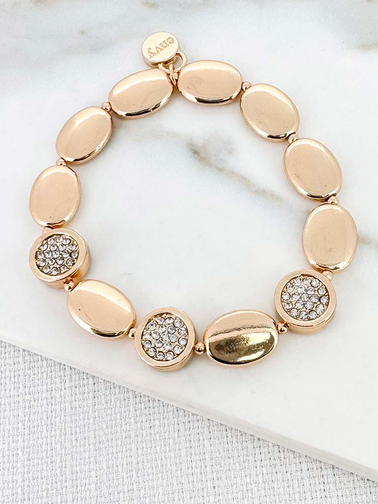 Envy Embellished Disc Bracelet - Gold