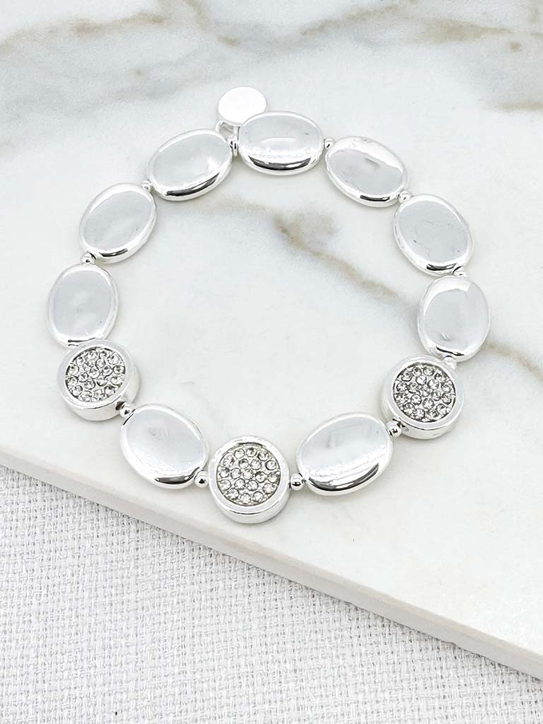 Envy Embellished Disc Bracelet - Silver