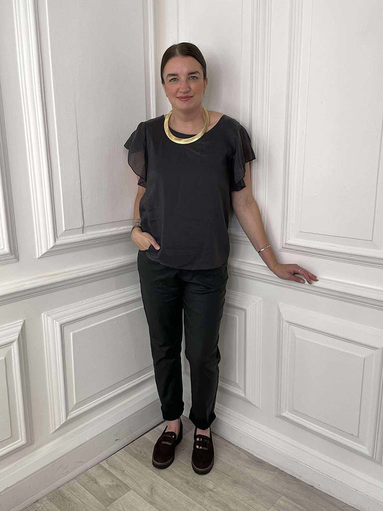 Frill Sleeve Top - Charcoal