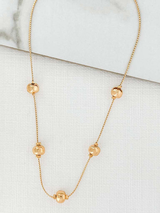 Envy Hammered Bead Necklace - Gold