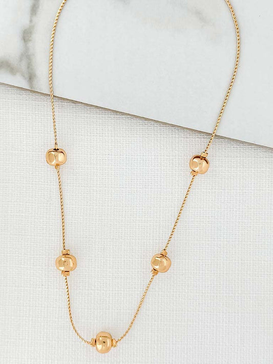 Envy Hammered Bead Necklace - Gold