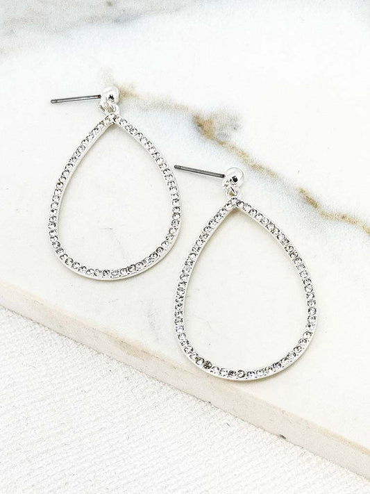 Envy Embellished Teardrop Earrings - Silver