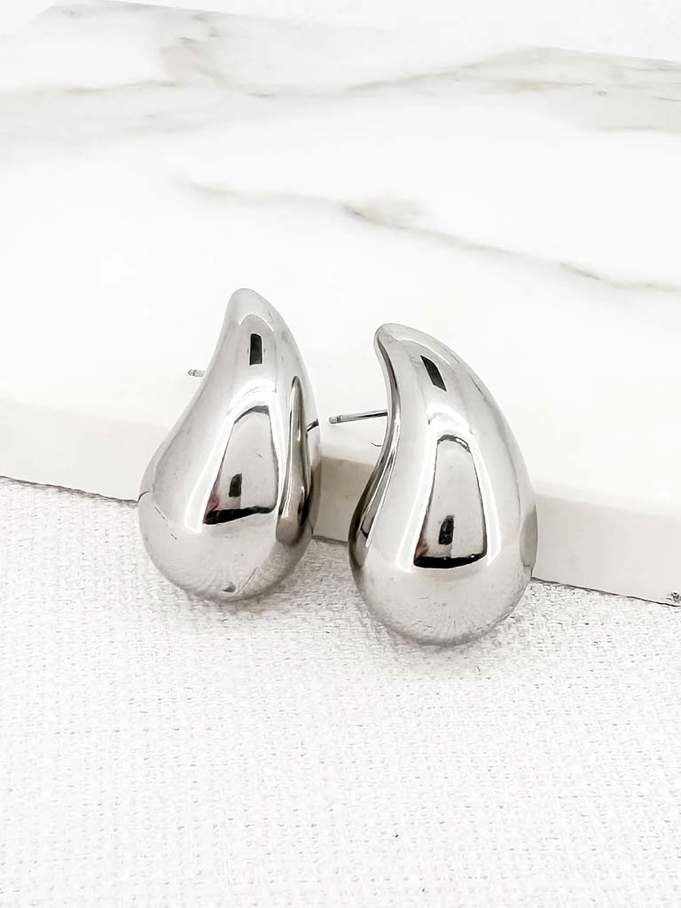 Envy Large Teardrop Earrings - Silver