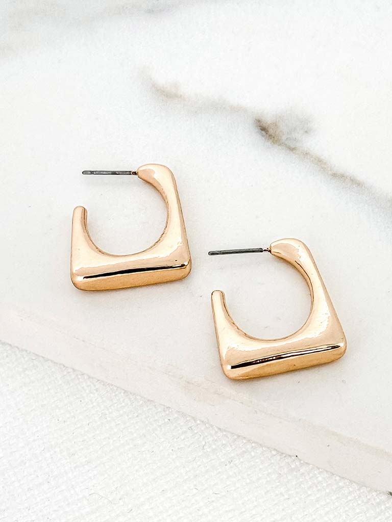 Envy Square Hoop Earrings - Gold