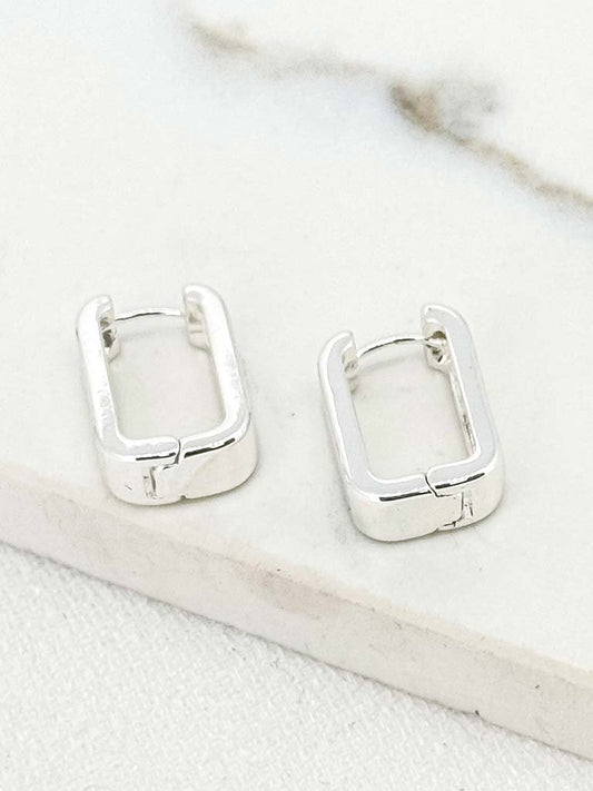 Envy Rectangle Hoop Earrings - Silver