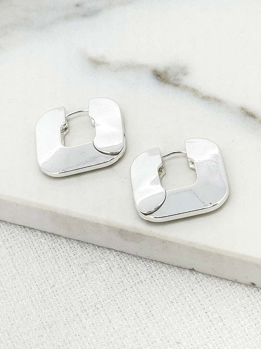 Envy Square Chunky Hoop Earrings - Silver