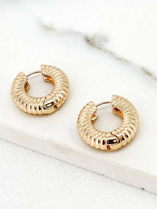 Envy Ridged Hoop Earrings - Gold