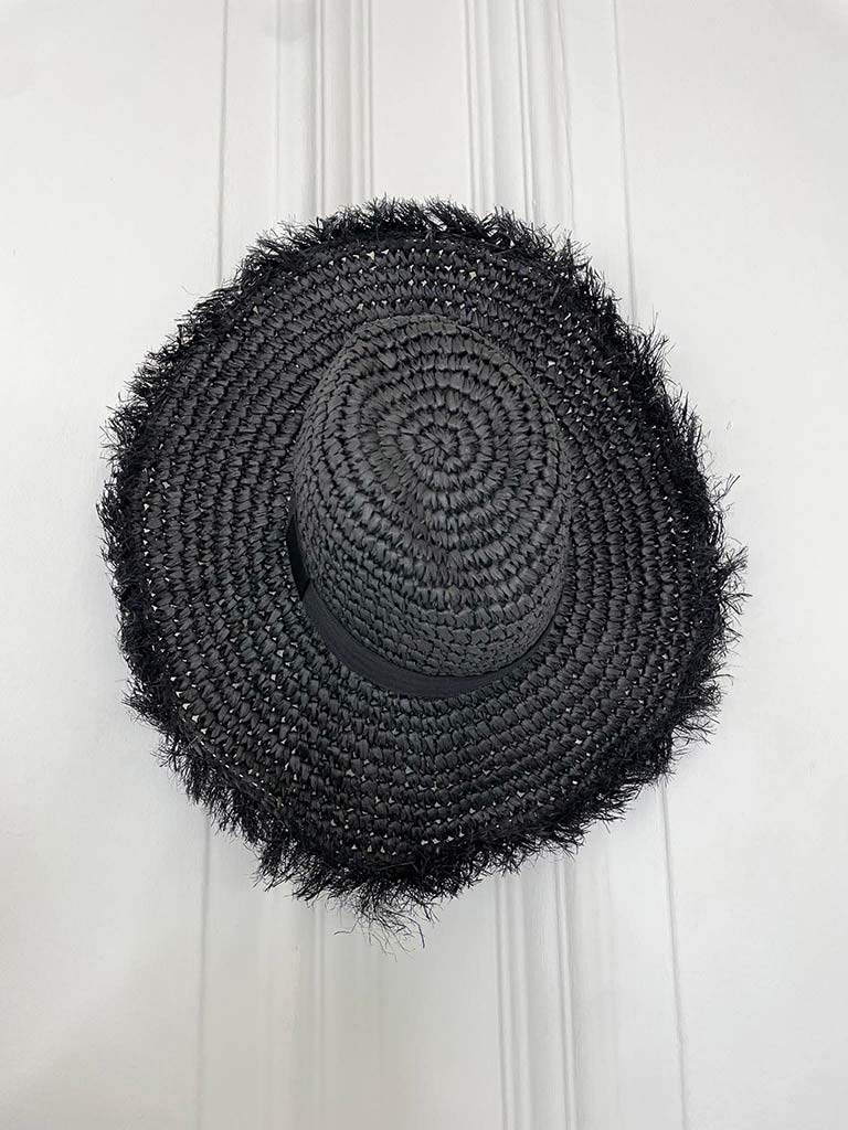 Malissa J Raffia Fedora Hat - Black