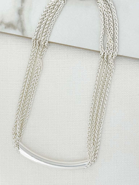 Envy Multi Chain Bar Necklace - Silver