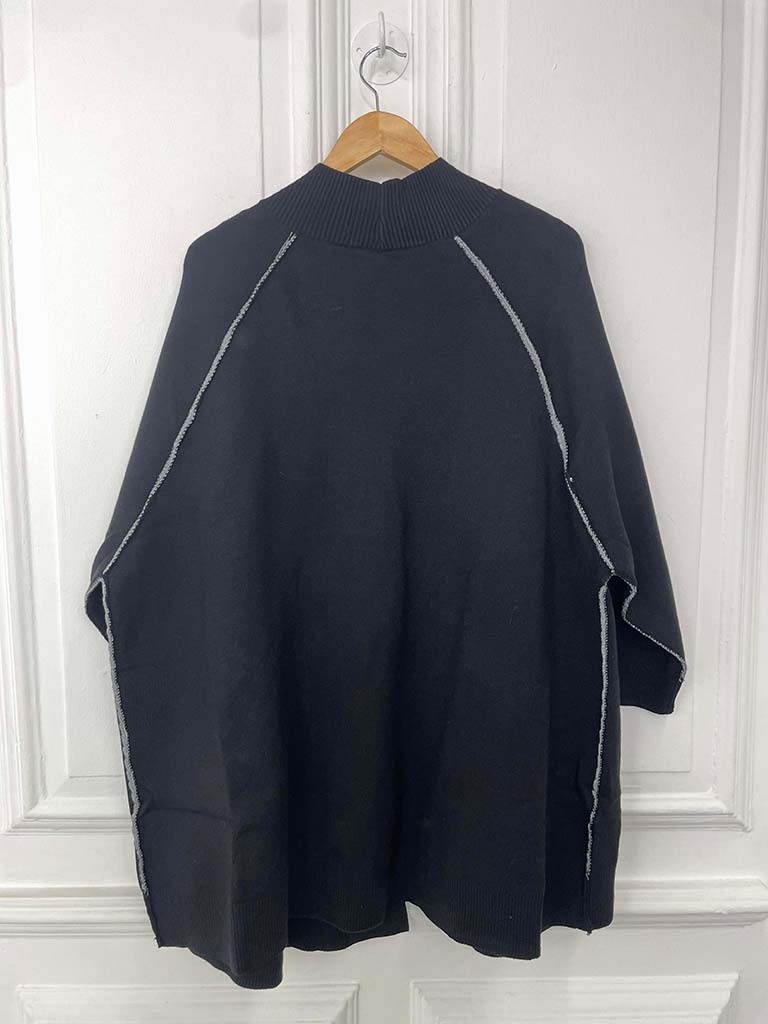 Exposed Seam Cardigan - Black