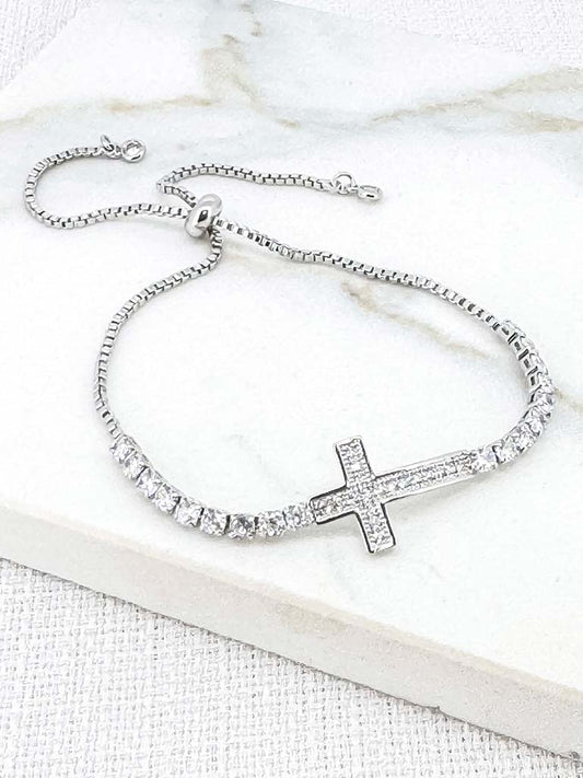 Envy Cross Tennis Bracelet - Silver