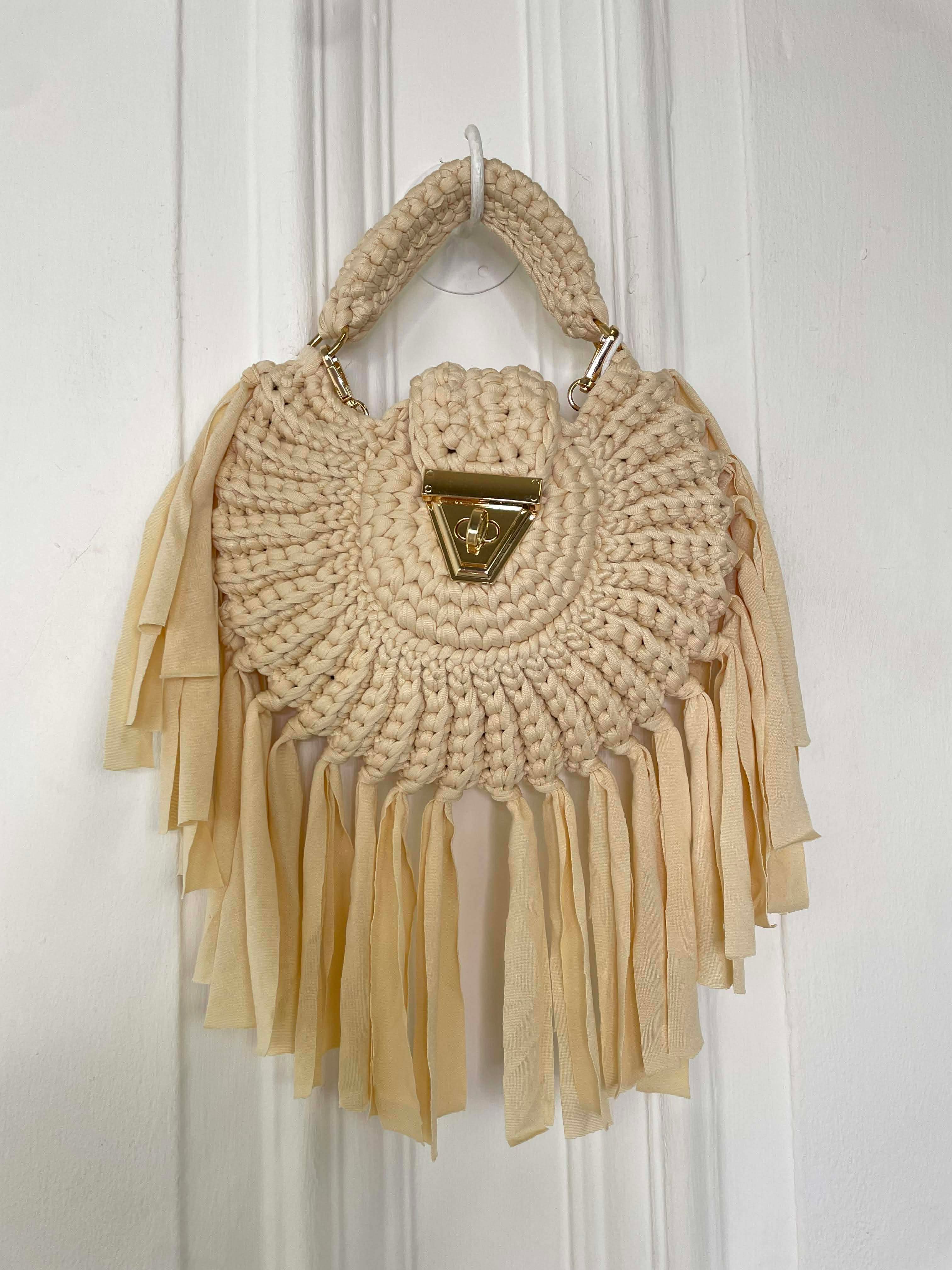Braided Fringed Bag - Ecru