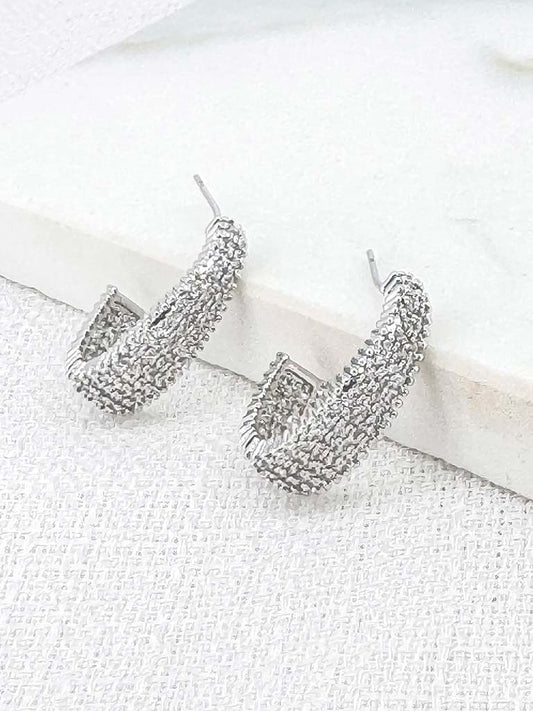 Envy Textured Chunky Hoop Earrings - Silver