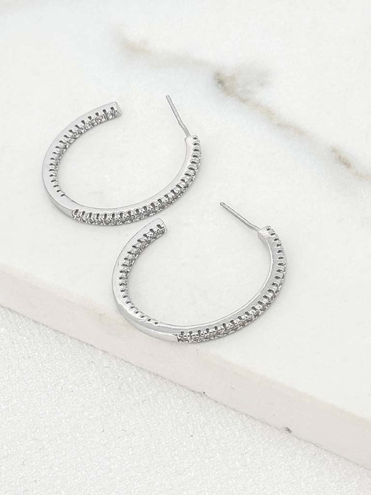 Envy Textured Hoop Earrings - Silver