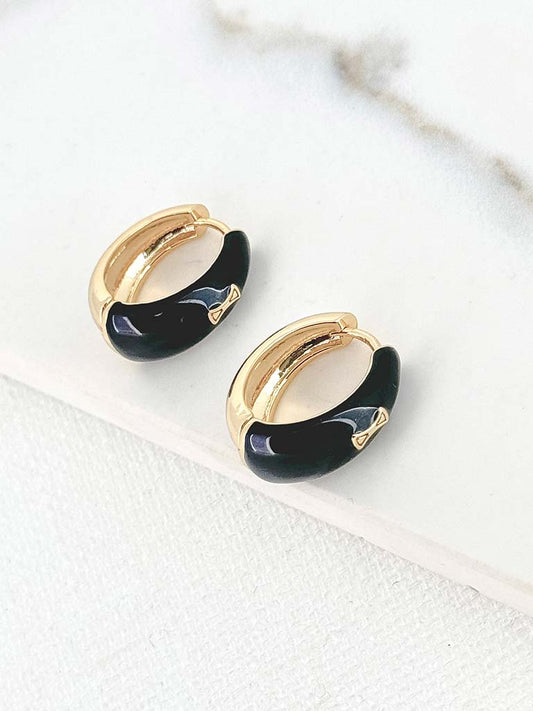 Envy Gloss Hoop Earrings - Gold & Black