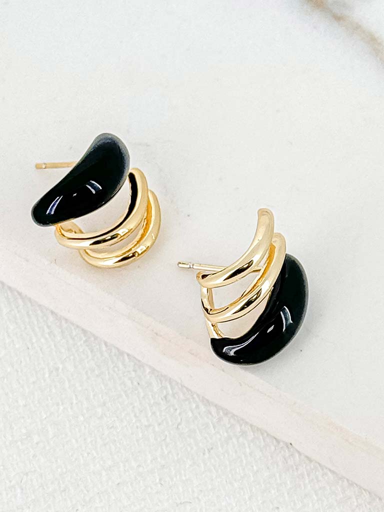 Envy Gloss Deco Earrings - Gold & Black