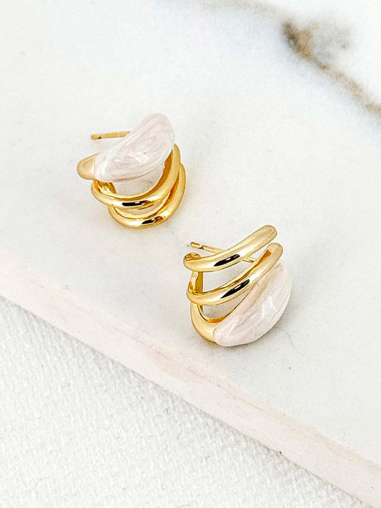 Envy Gloss Deco Earrings - Gold & Ivory