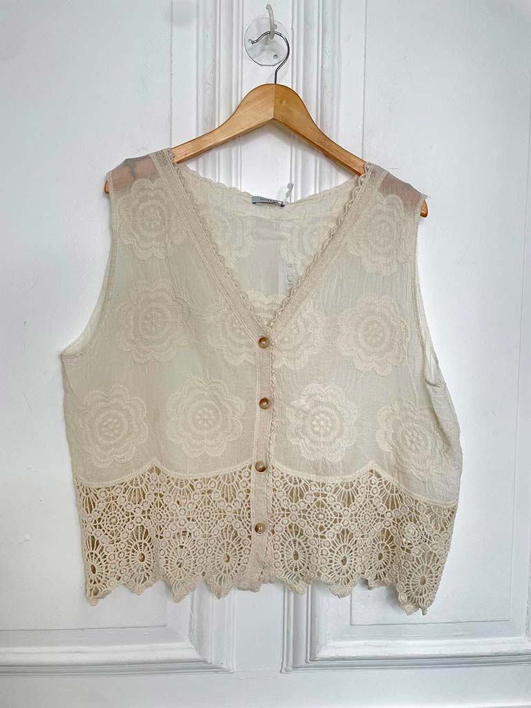 Vintage Crochet Waistcoat - Parchment