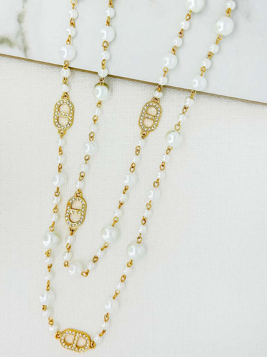 Envy Pearl Anchor Necklace - Gold