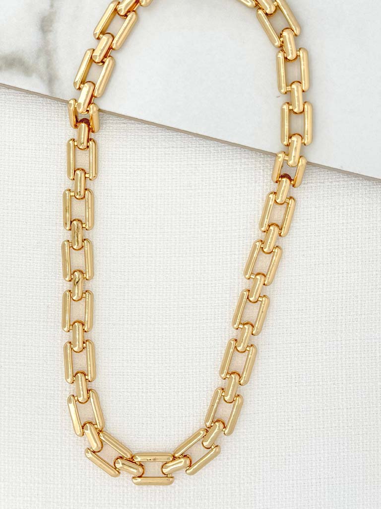 Envy Chain Link T-Bar Necklace - Gold