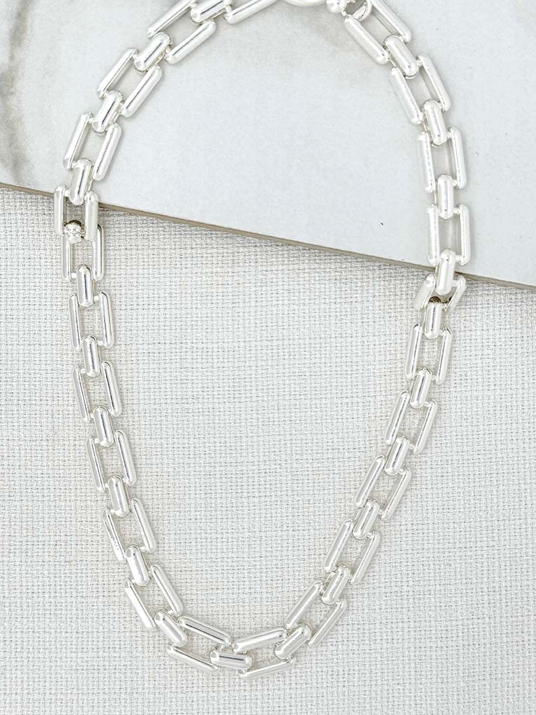 Envy Chain Link T-Bar Necklace - Silver