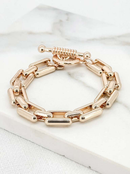 Envy Chain Link T-Bar Bracelet - Gold