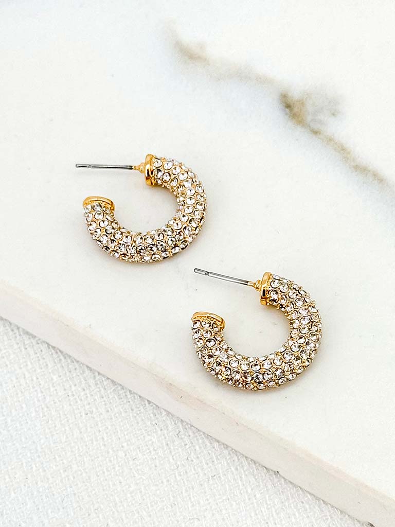 Envy Embellished Chunky Hoop Earrings - Gold