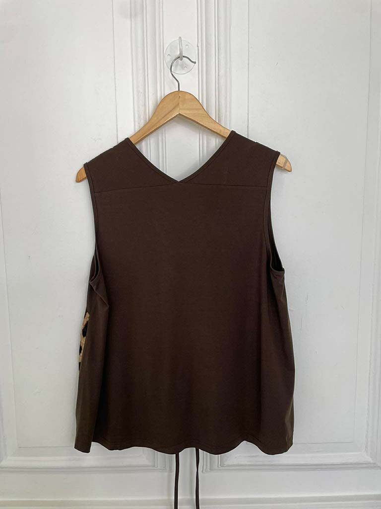 Malissa J Silk Feel Drawstring Vest - Leopard