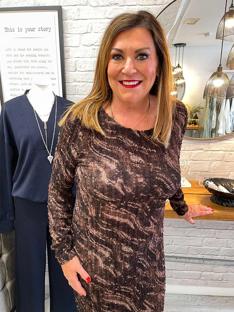 Malissa J Tie Dye Crinkle Dress - Brown
