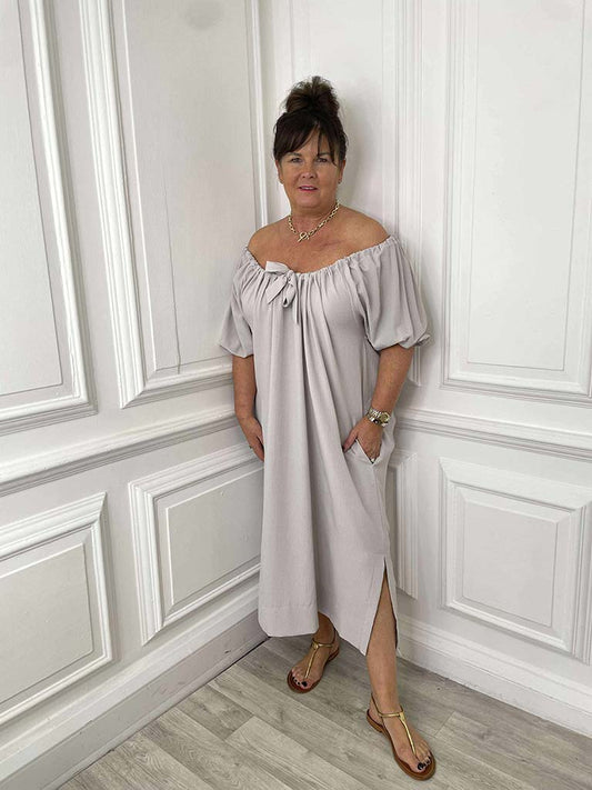 Malissa J Bardot Waffle Dress - Putty