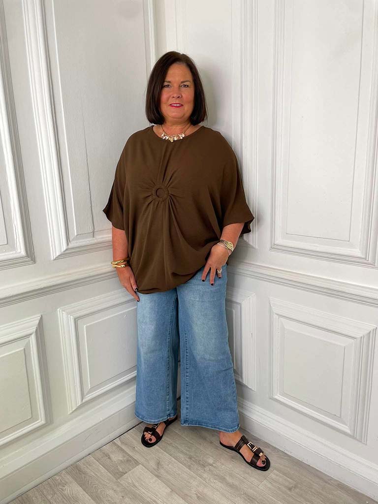 Circle Ruched Centre Tunic - Chocolate