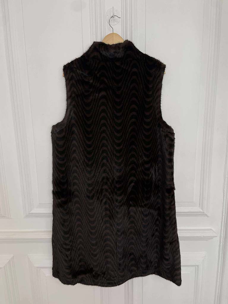 Malissa J Faux Fur Long Luxe Gilet - Swirl