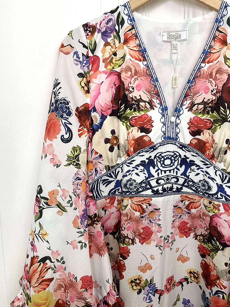 Floral Flute Sleeve Maxi