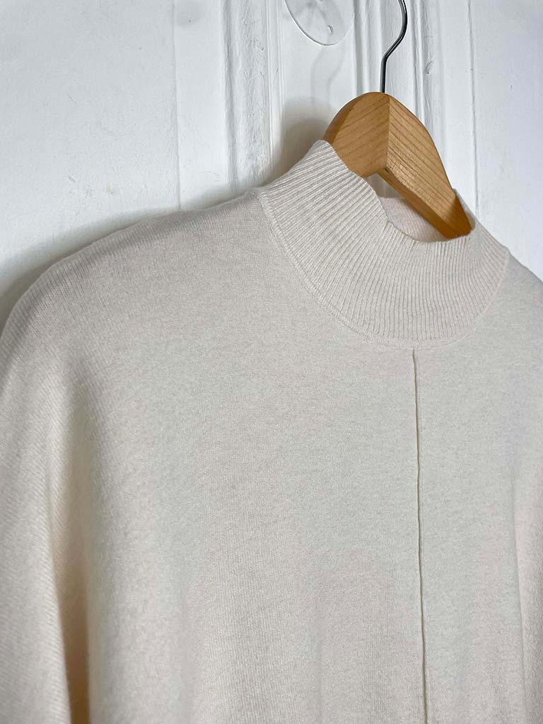 High Neck Ribbed Back Knit - Parchment