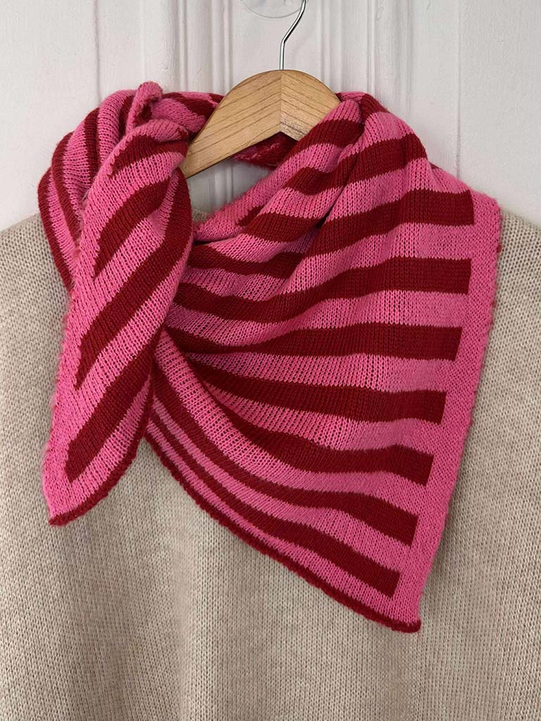 Knitted Triangle Scarf - Cherry Sugar