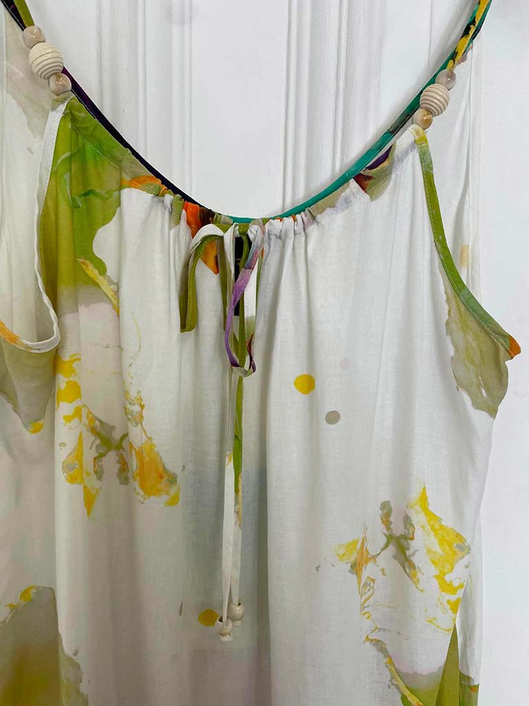 Watercolour Beaded Dress - Green Mix