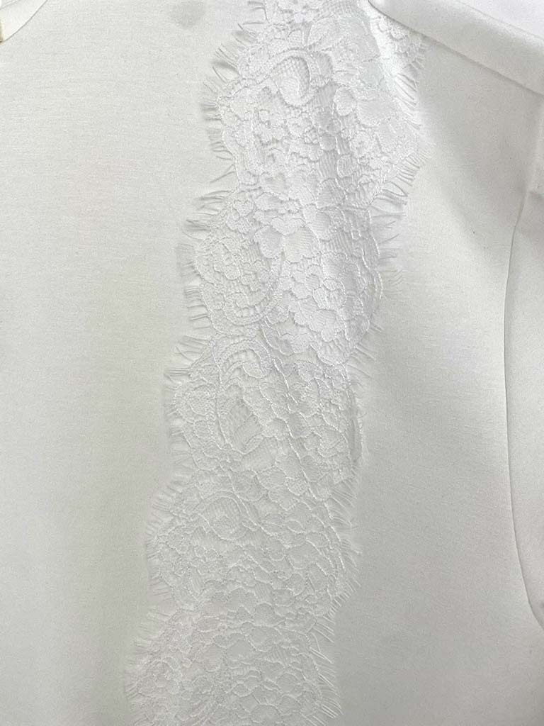 Malissa J Lace Trim Top - Warm White
