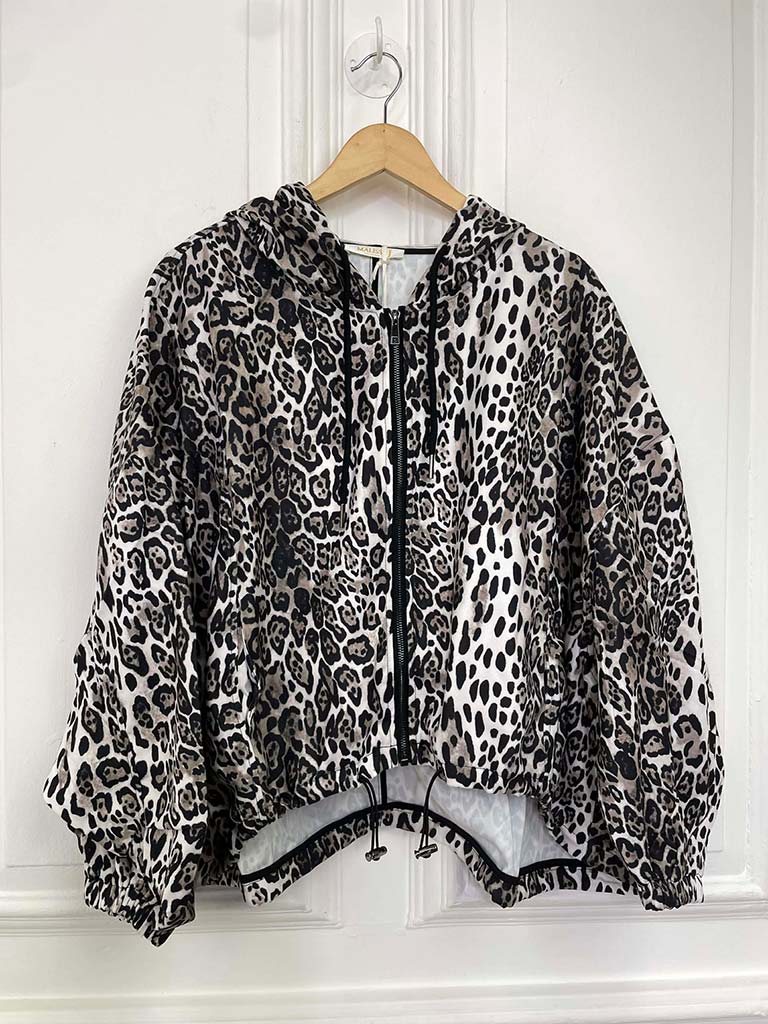 Malissa J Hooded Zip Leopard Jacket