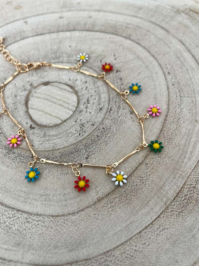 Coloured Flower Anklet