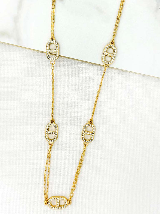 Envy Embellished Anchor Necklace - Gold