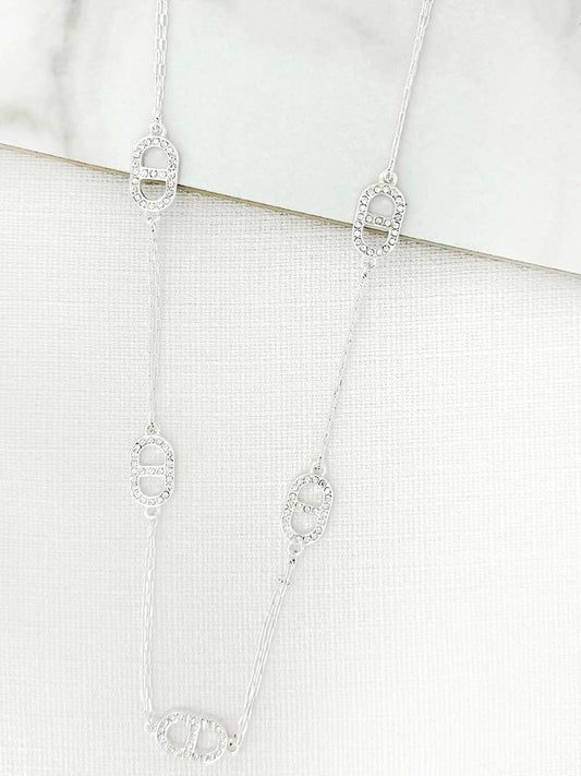 Envy Embellished Anchor Necklace - Silver